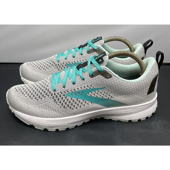 BROOKS REVEL Grey Aqua Green Running Race Shoes Womens Size 10 Fast Ship - Picture 5 of 12